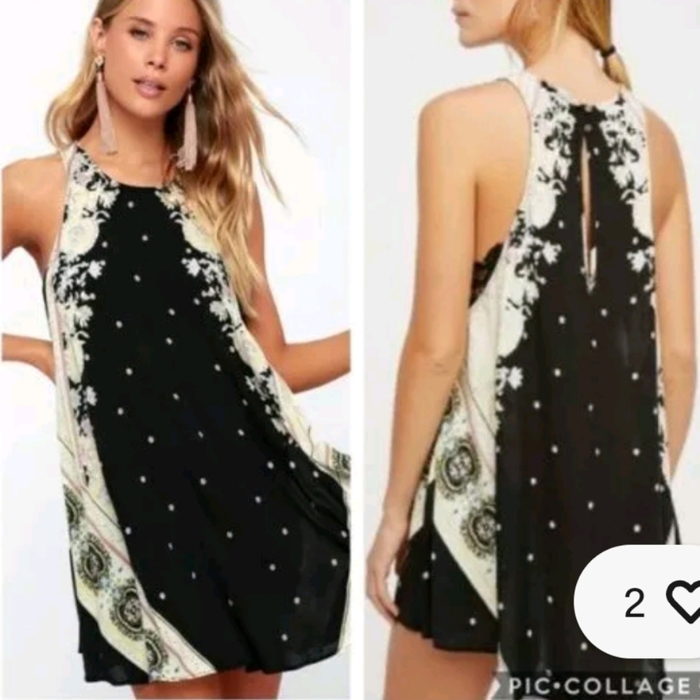 FREE PEOPLE DARJEELING PRINTED SLIP DRESS MINI DRESS S